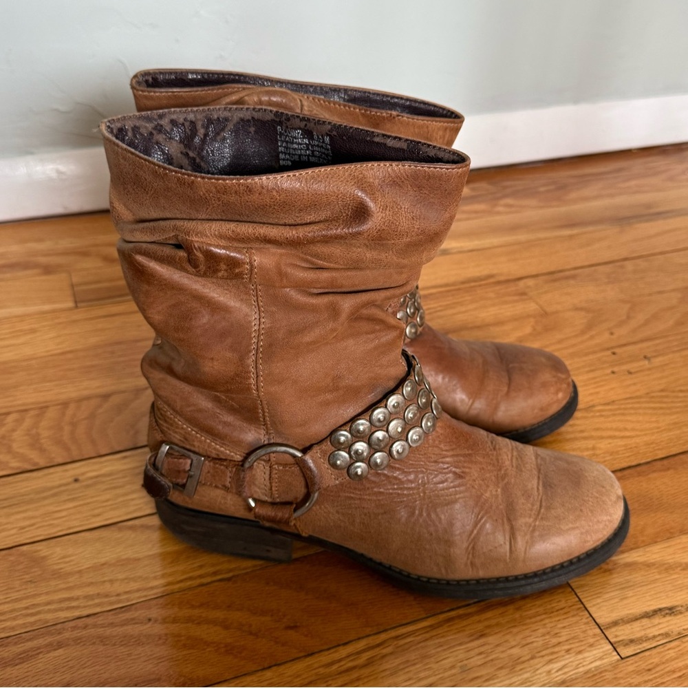 Brown Studded Leather Boots Steve Madden